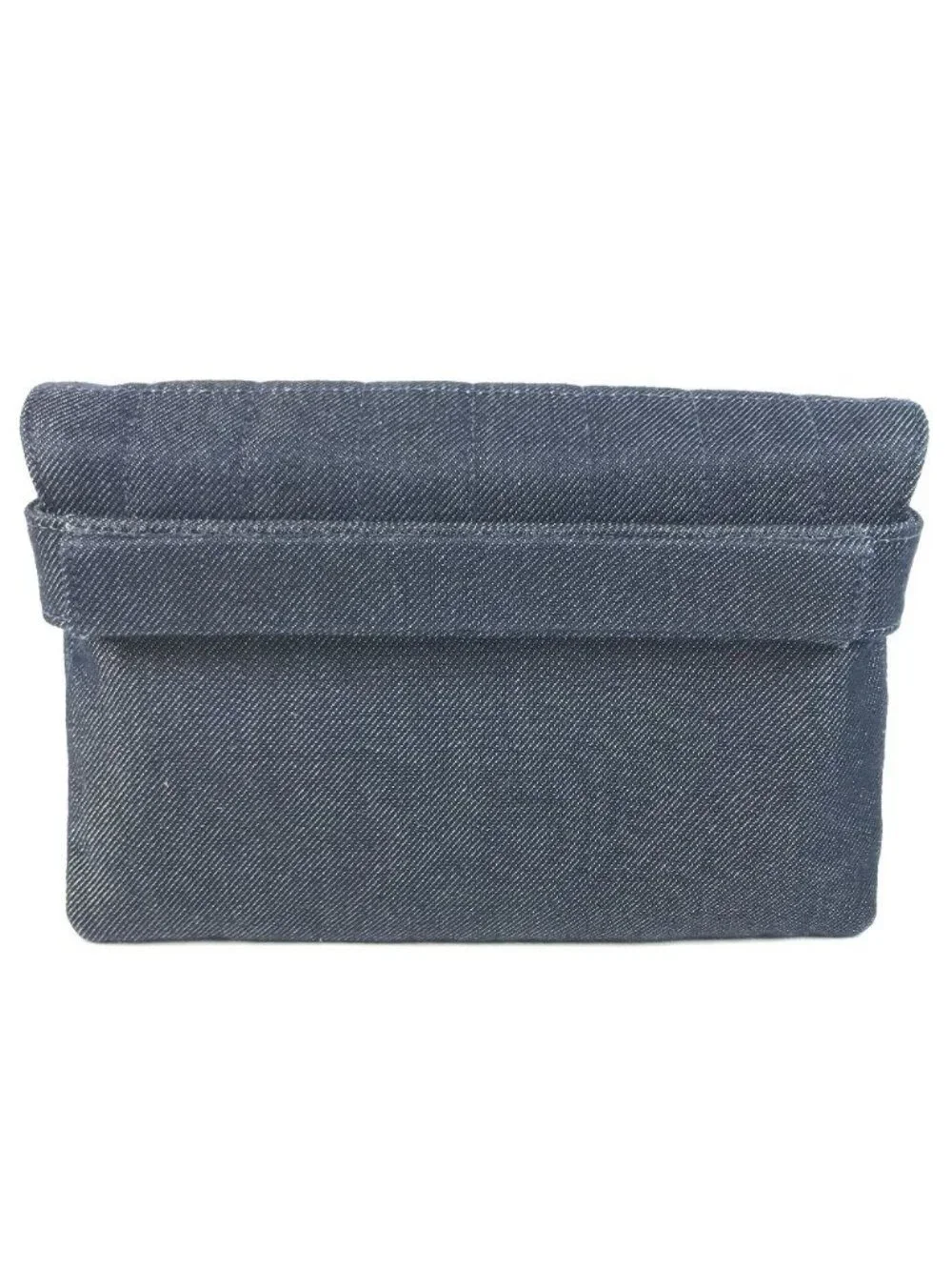 Chanel Clutch 2.55 Logo Choco Bar Denim Blue